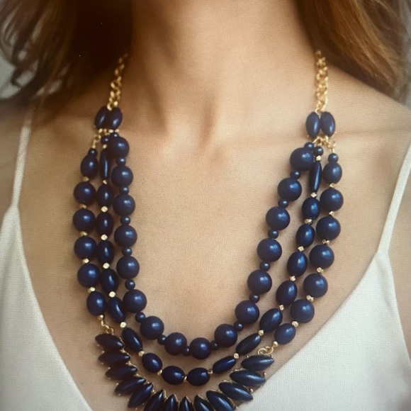 Premier Designs Jewelry - Premier Designs NWT In the Navy Beaded Necklace with Gold Accents